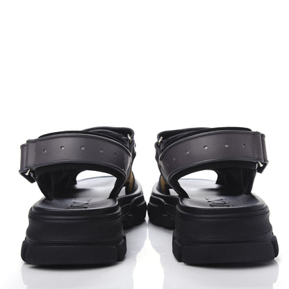 Gucci X SEGA Nappa Mesh Mens Aguru Sandals 8 Loess Black 7 of 11