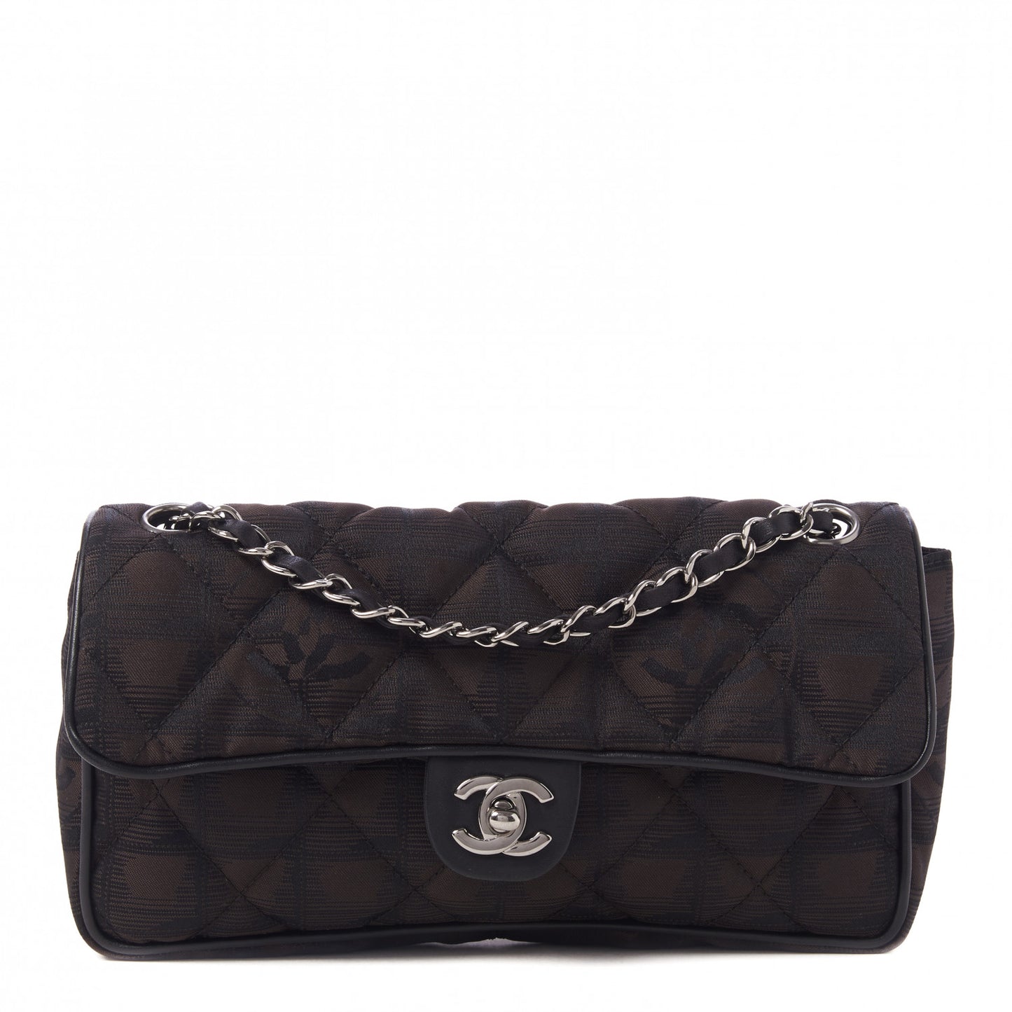 Nylon Quilted Travel Flap Dark Brown