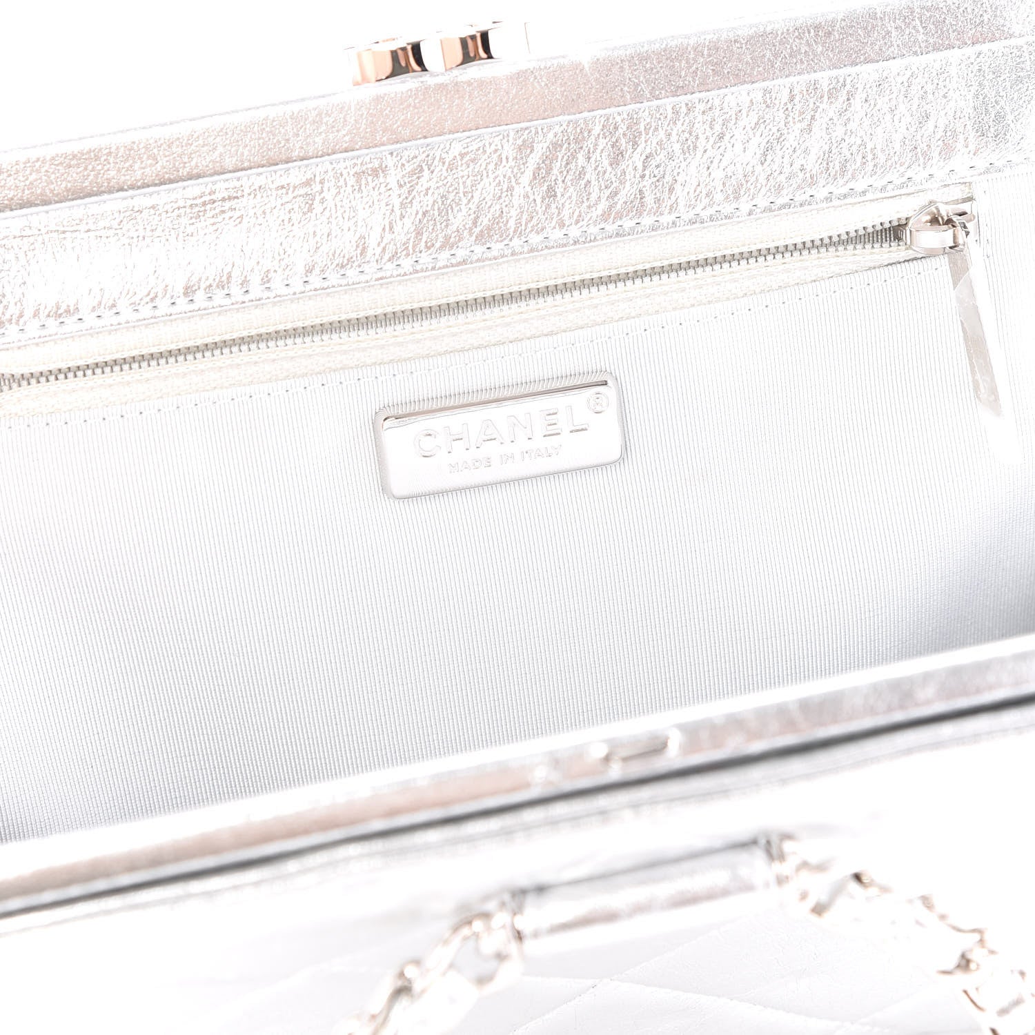Chanel Metallic Crumpled Lambskin Clutch Silver 7 of 9
