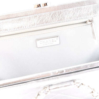 Chanel Metallic Crumpled Lambskin Clutch Silver 7 of 9