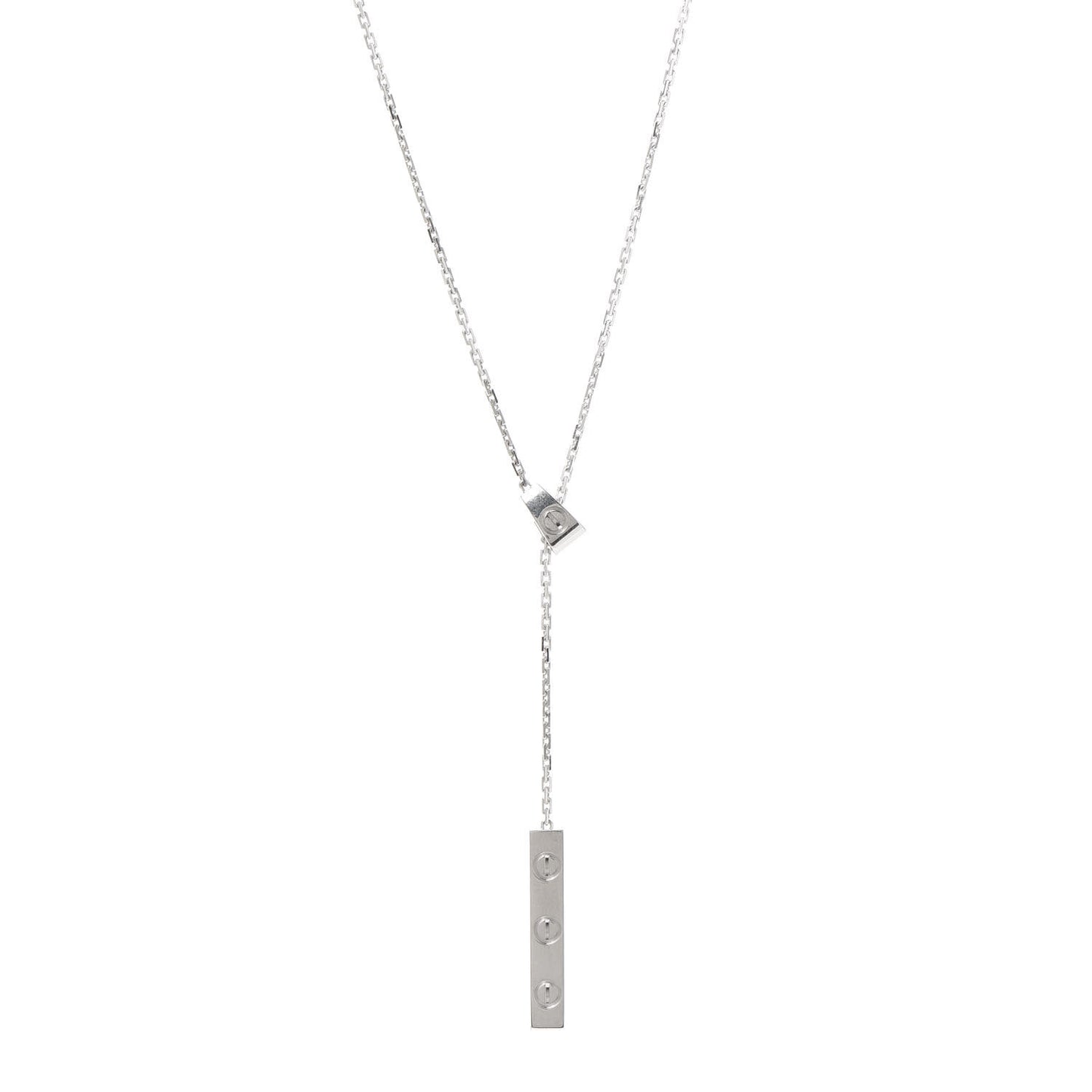 18K White Gold LOVE Lariat Necklace