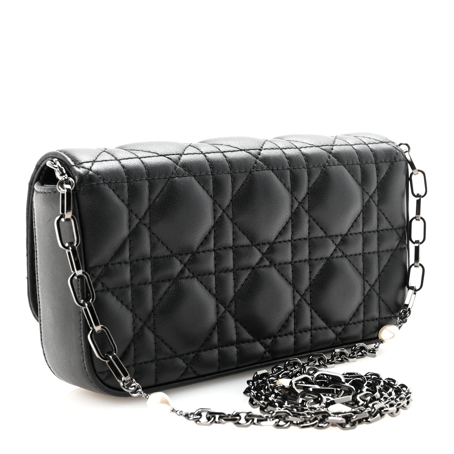 Christian Dior Lambskin Cannage Dior Talk Phone Pouch Black 3 of 10
