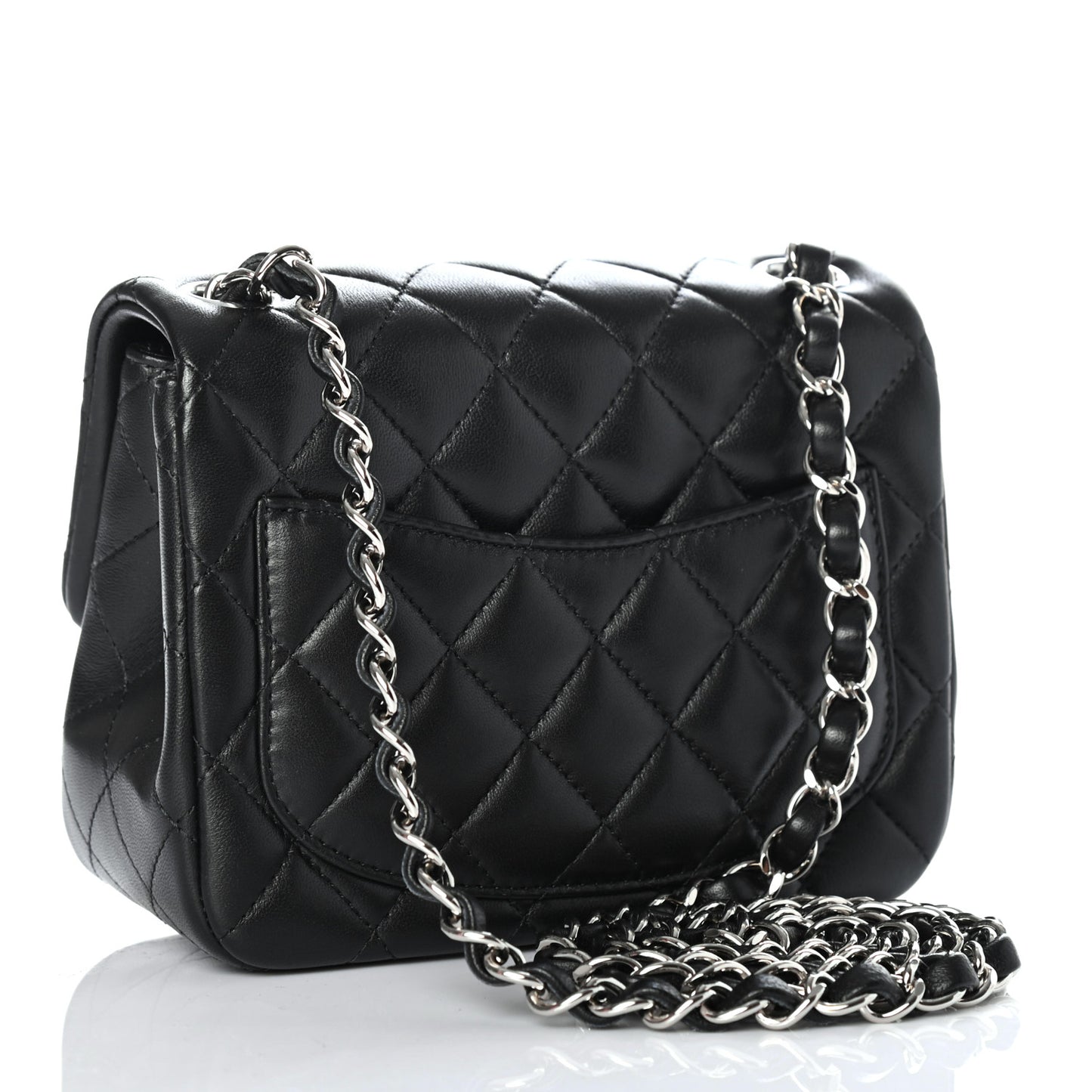 Lambskin Quilted Mini Square Flap Black
