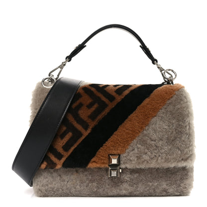 Fendi Shearling Calfskin Macro FF 1974 Diagonal Mania Kan I Shoulder Bag Multicolor 1 of 10