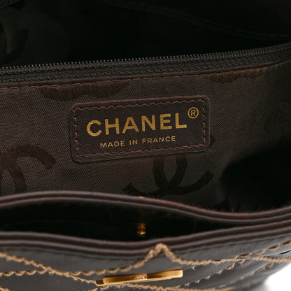 Chanel Calfskin Wild Stitch Tote Brown 6 of 10