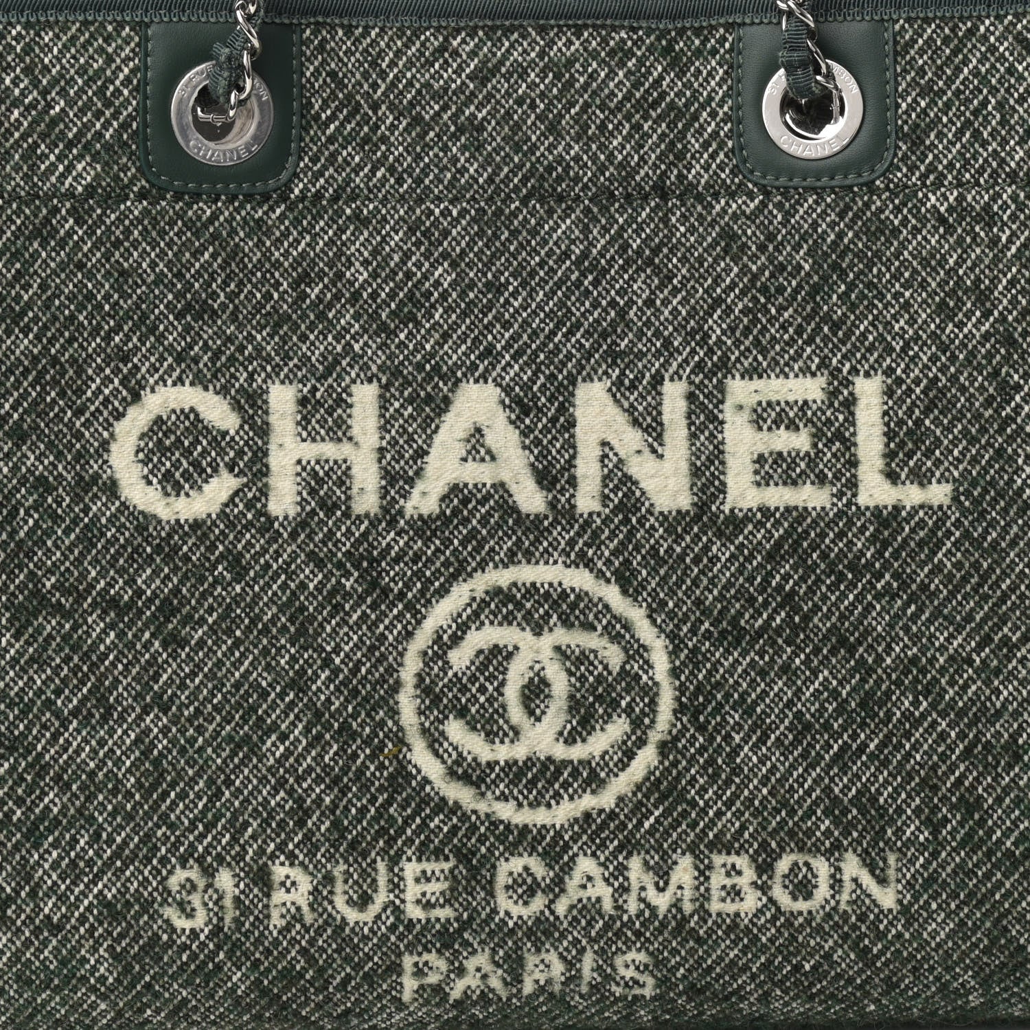 Chanel Mixed Fibers Calfskin Small Deauville Tote Green 8 of 11