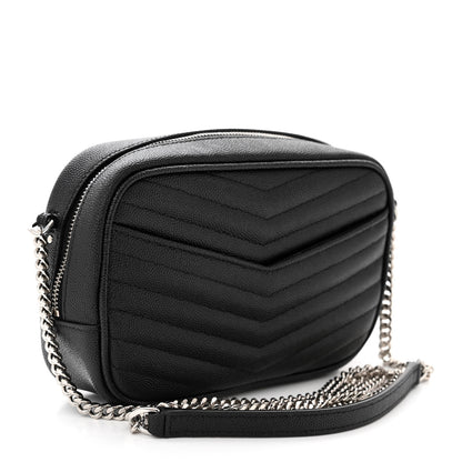 Saint Laurent Grain De Poudre Matelasse Monogram Mini Lou Camera Bag Black 3 of 11
