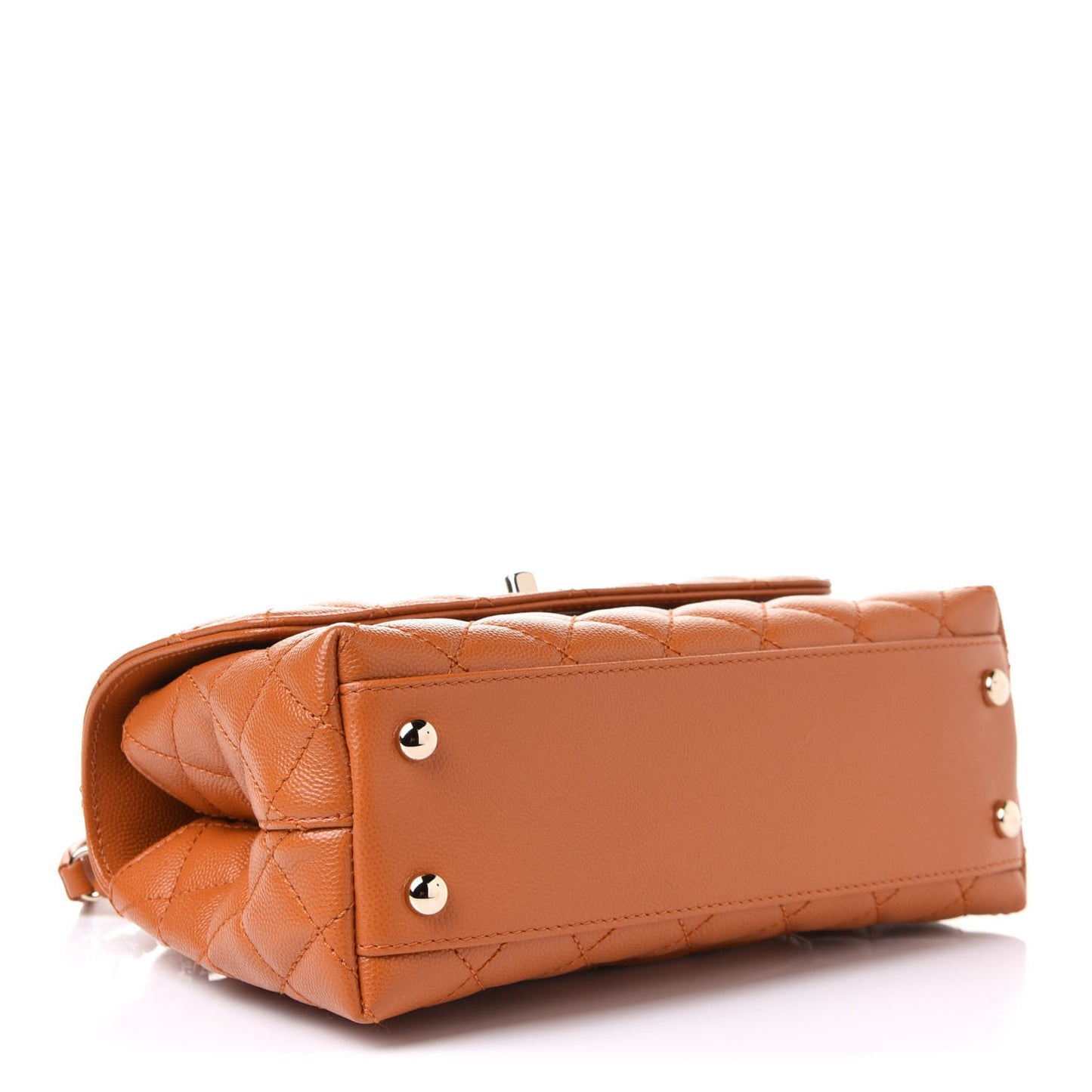 Caviar Quilted Mini Coco Handle Flap Light Brown
