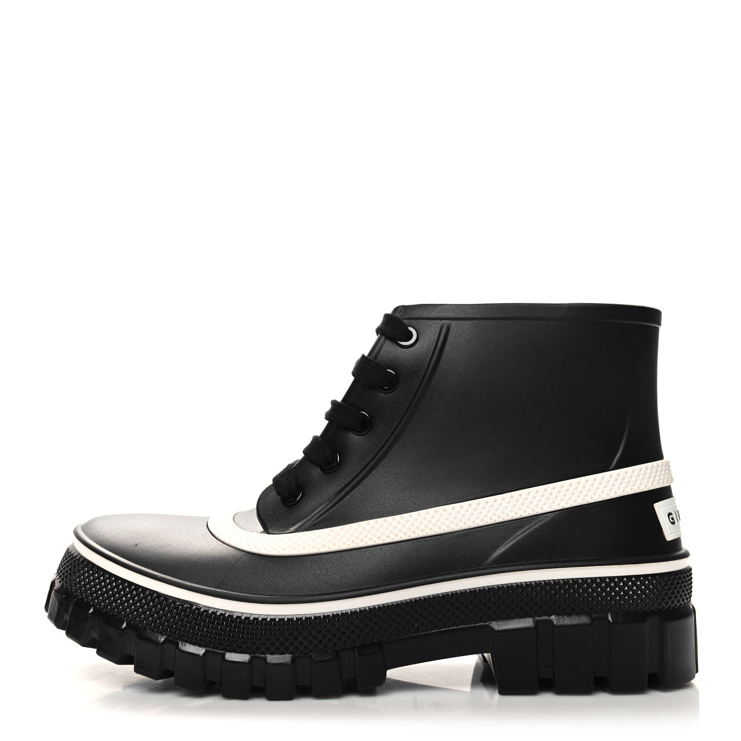 Givenchy Rubber Lug Sole Lace Up Ankle Boots 40 Black White 1 of 8