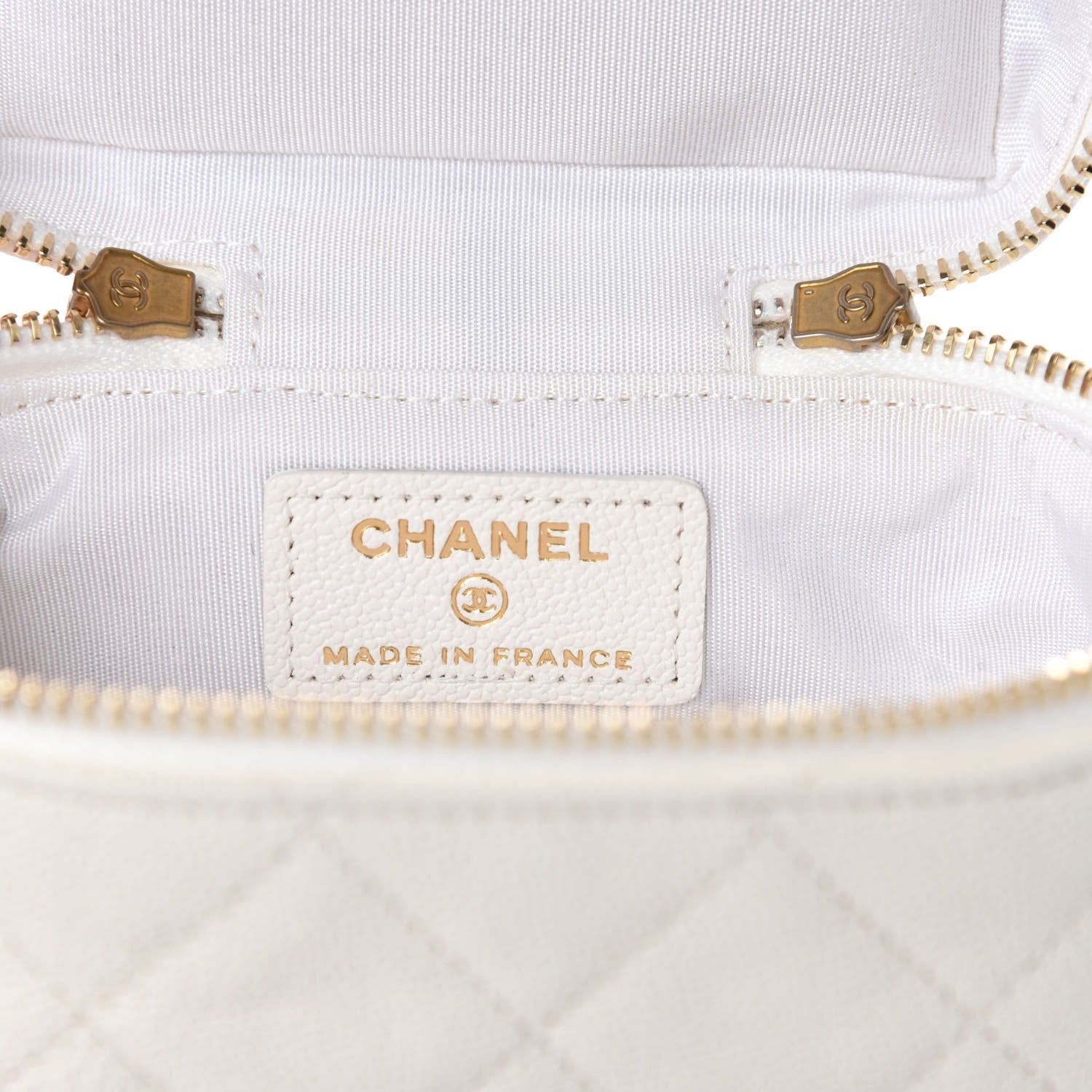 Chanel Caviar Quilted Mini Top Handle Vanity With Chain White 8 of 10