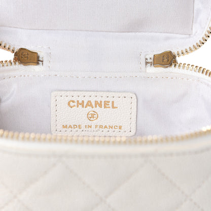 Chanel Caviar Quilted Mini Top Handle Vanity With Chain White 8 of 10