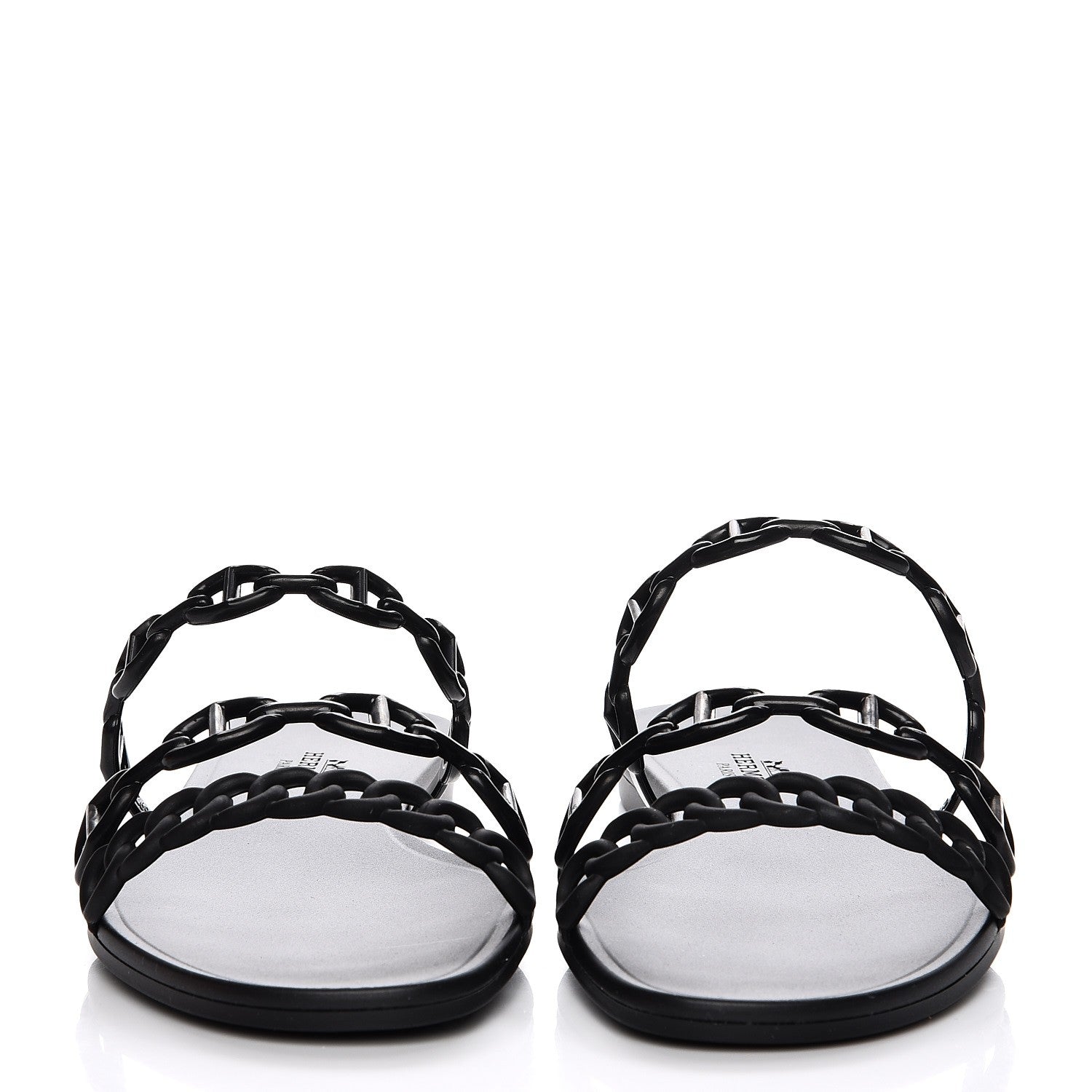 Hermes Rubber Chaine d'Ancre Rivage Sandals 38 Black 3 of 8