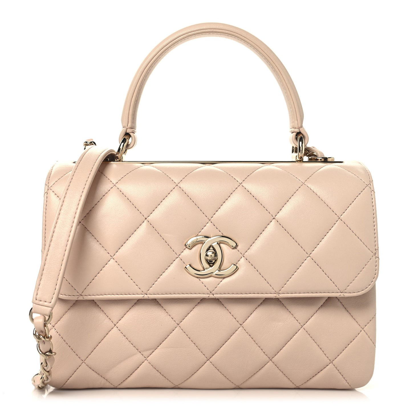 Lambskin Quilted Small Trendy CC Flap Dual Handle Bag Light Pink