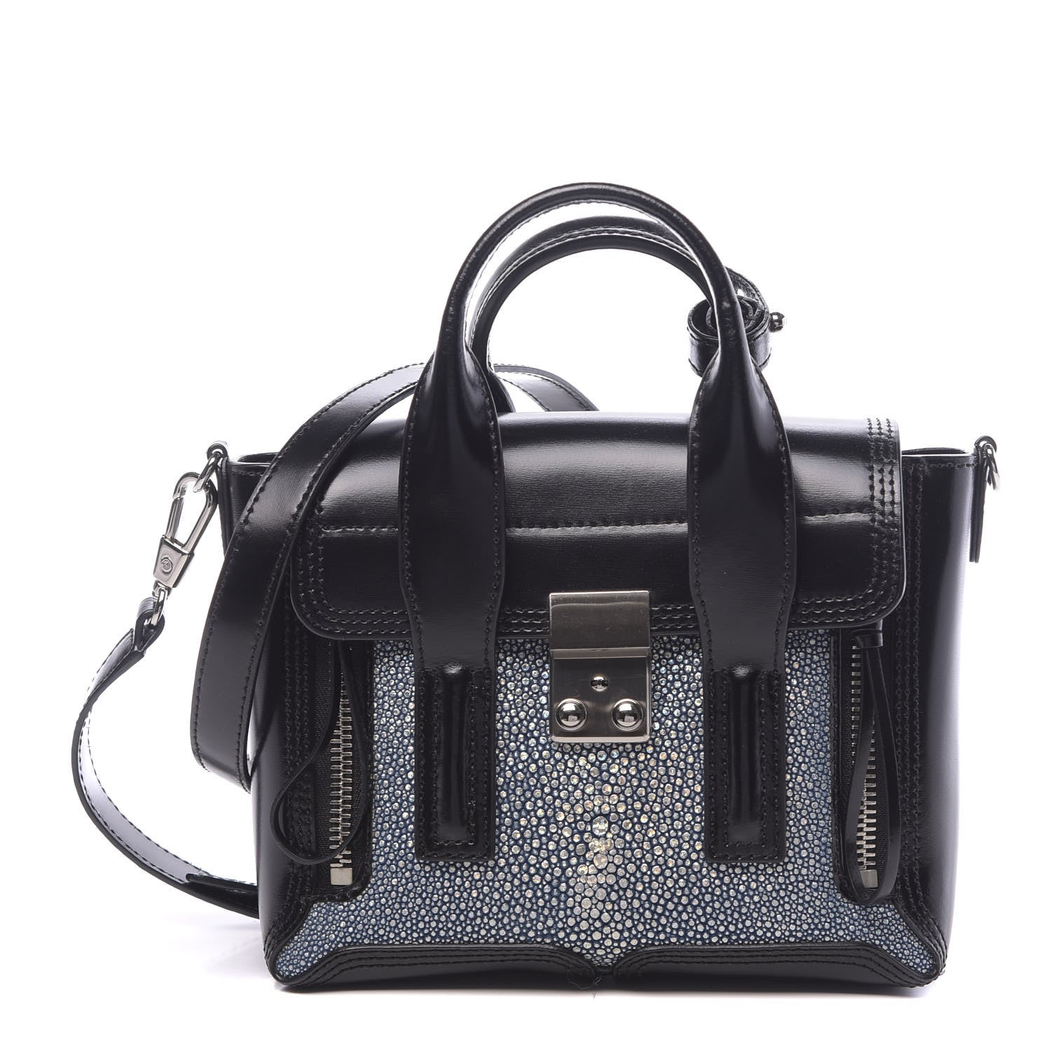 3.1 Phillip Lim 3.1 Smooth Calfskin Stingray Mini Pashli Satchel Black 1 of 12
