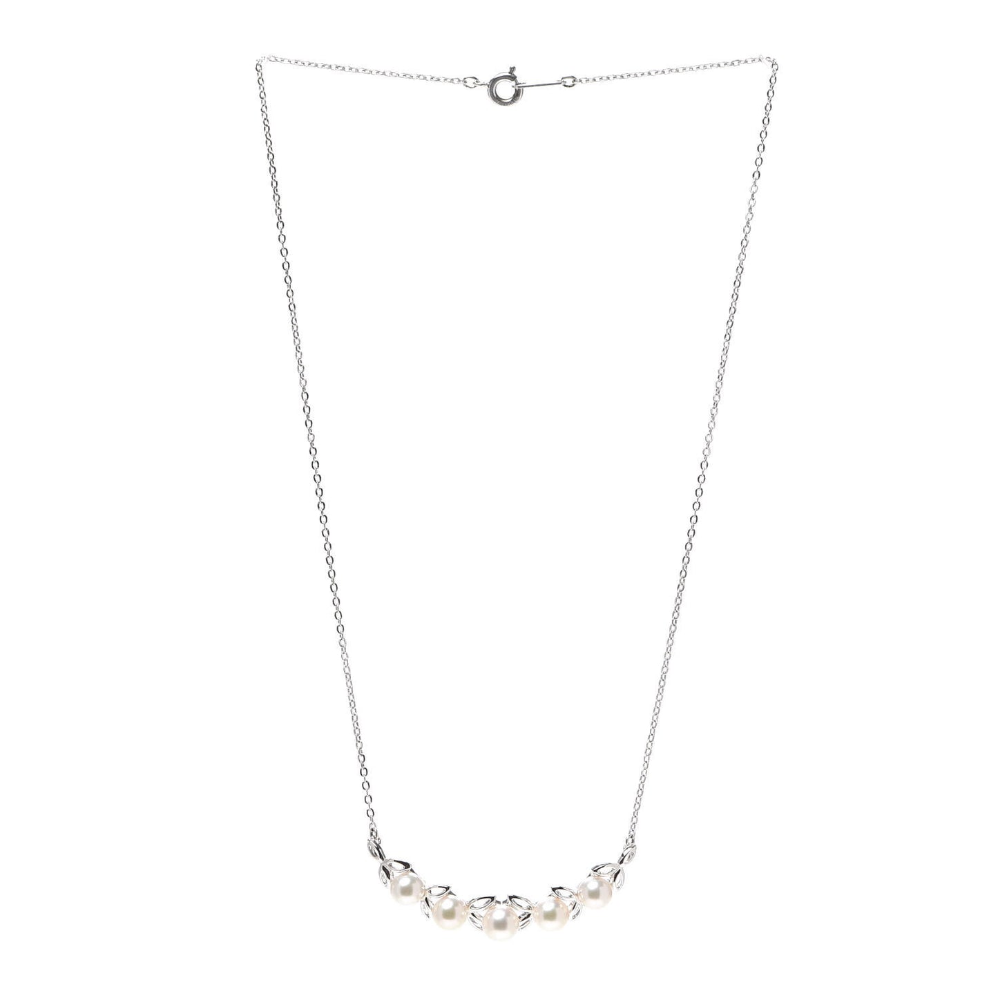 Sterling Silver Akoya Pearl 5.5-6mm Leaf Pendant Necklace