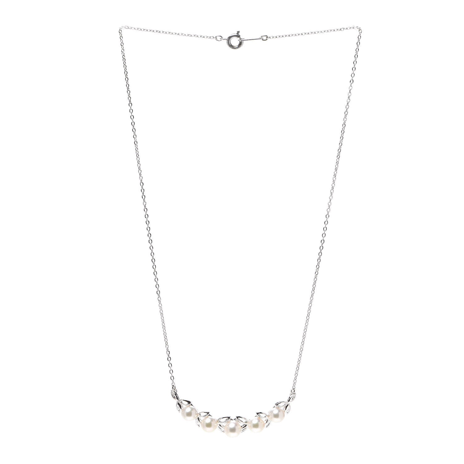 Mikimoto Sterling Silver Akoya Pearl 5.5-6mm Leaf Pendant Necklace 3 of 5