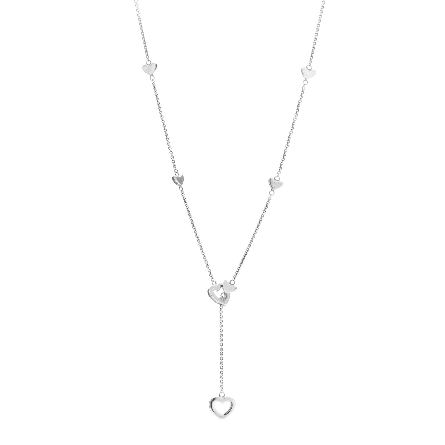 Sterling Silver Heart Lariat Necklace