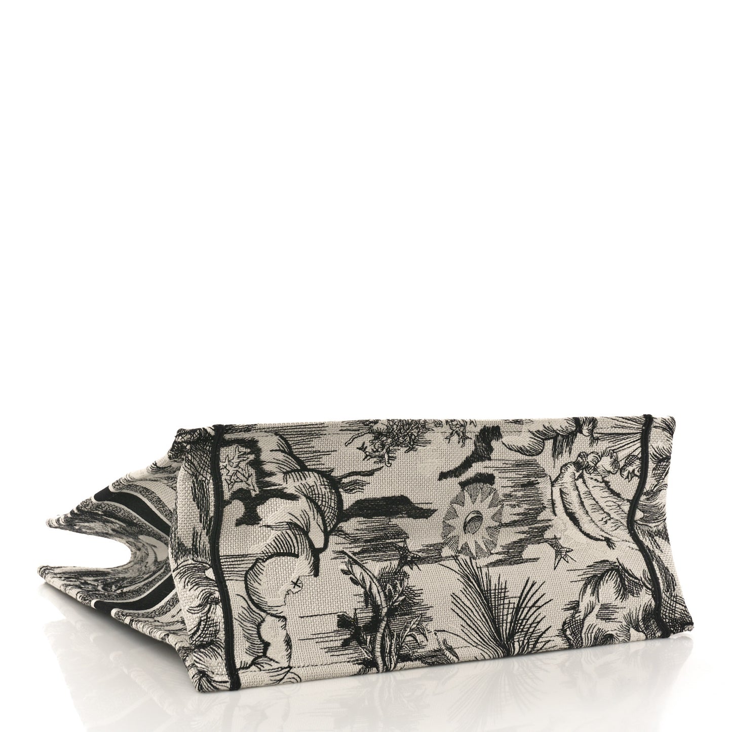 Canvas Embroidered Large Toile De Jouy Book Tote White Black