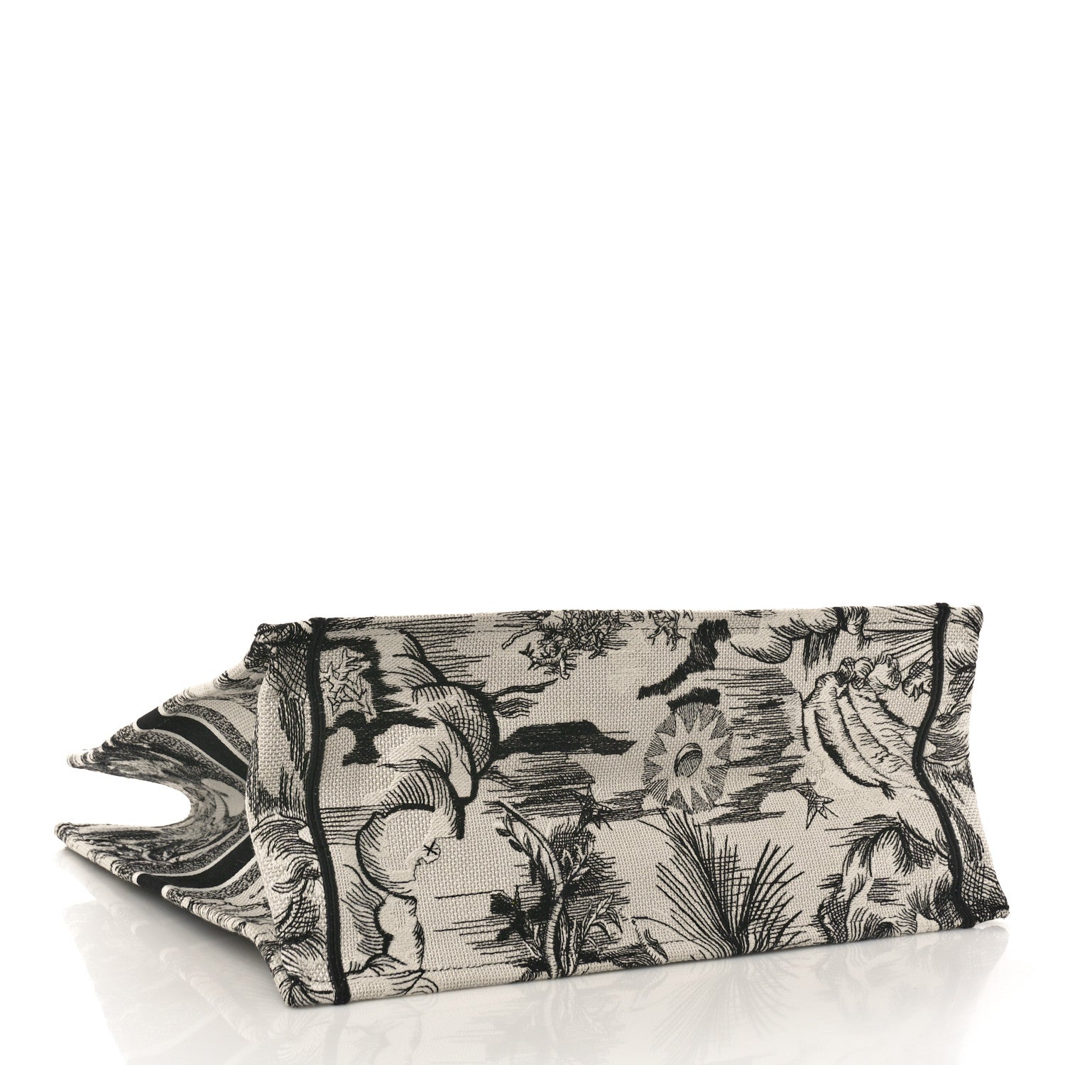 Christian Dior Canvas Embroidered Large Toile De Jouy Book Tote White Black 4 of 10