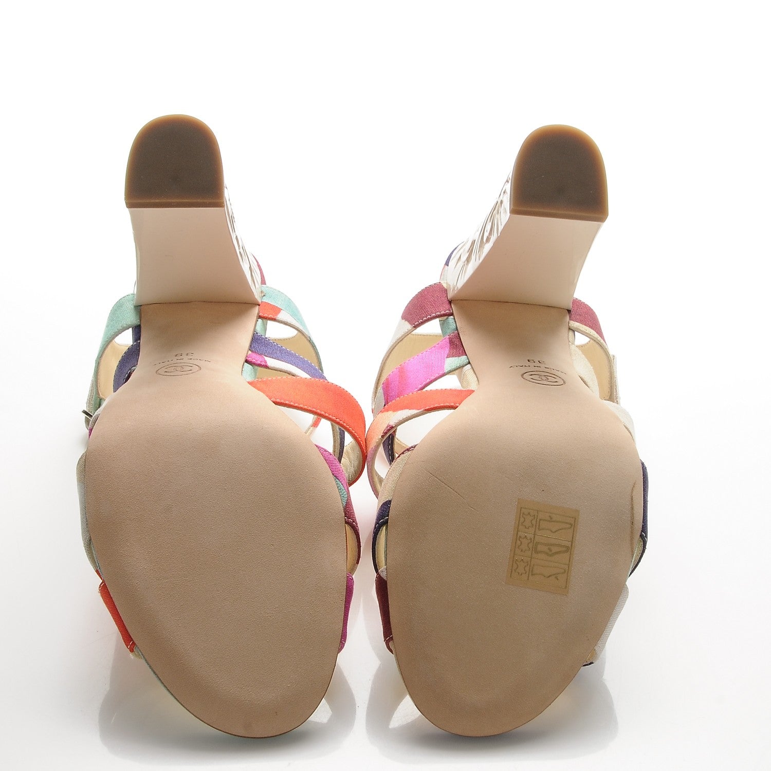 Chanel Fabric Camellia Embossed Sandals 39 Multicolor 5 of 8