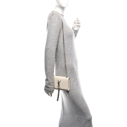 Saint Laurent Calfskin Crocodile Embossed Small Classic Monogram Kate Tassel Satchel  Crema Soft 2 of 10