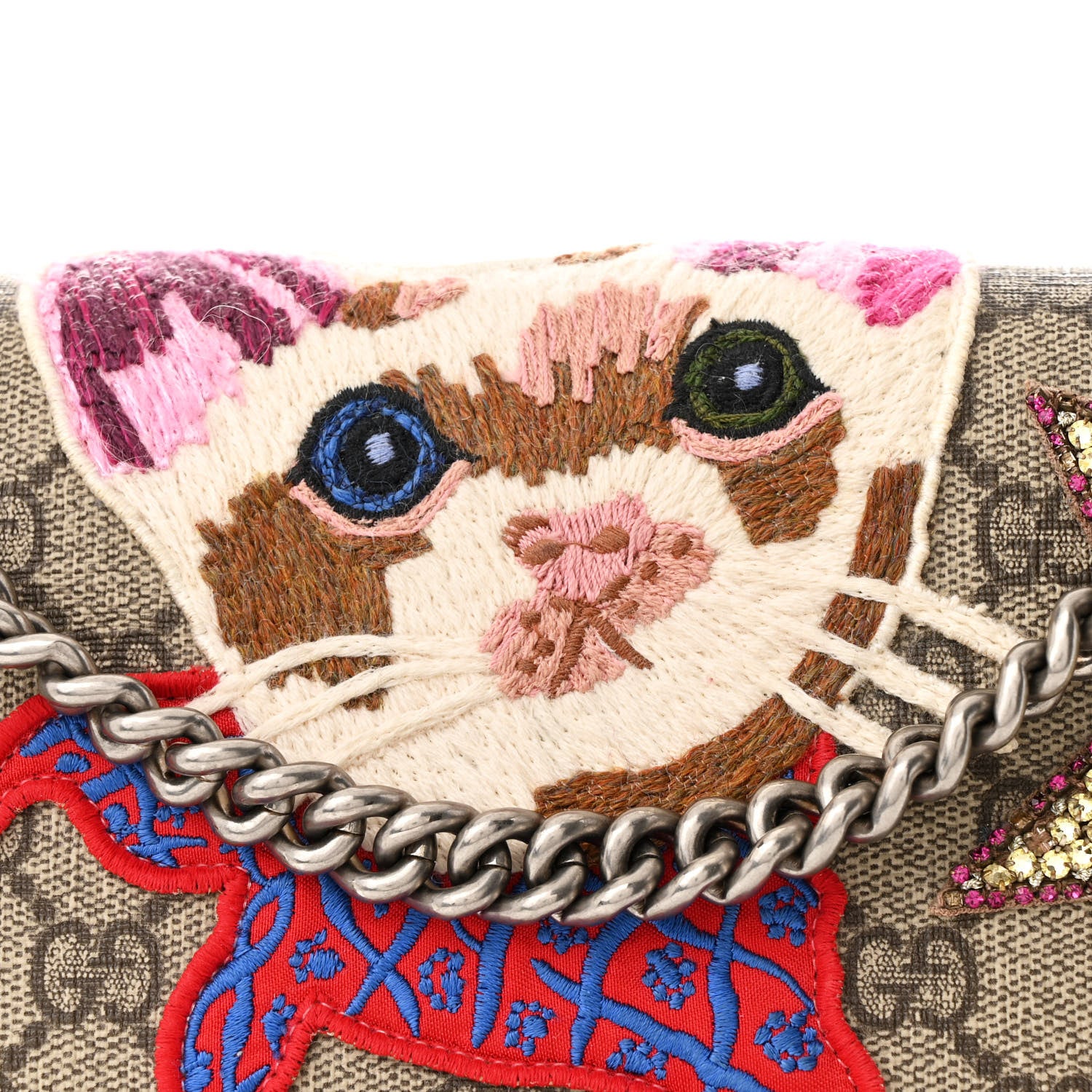 Gucci GG Supreme Monogram Embroidered Medium Dionysus Shoulder Bag Blue 9 of 11