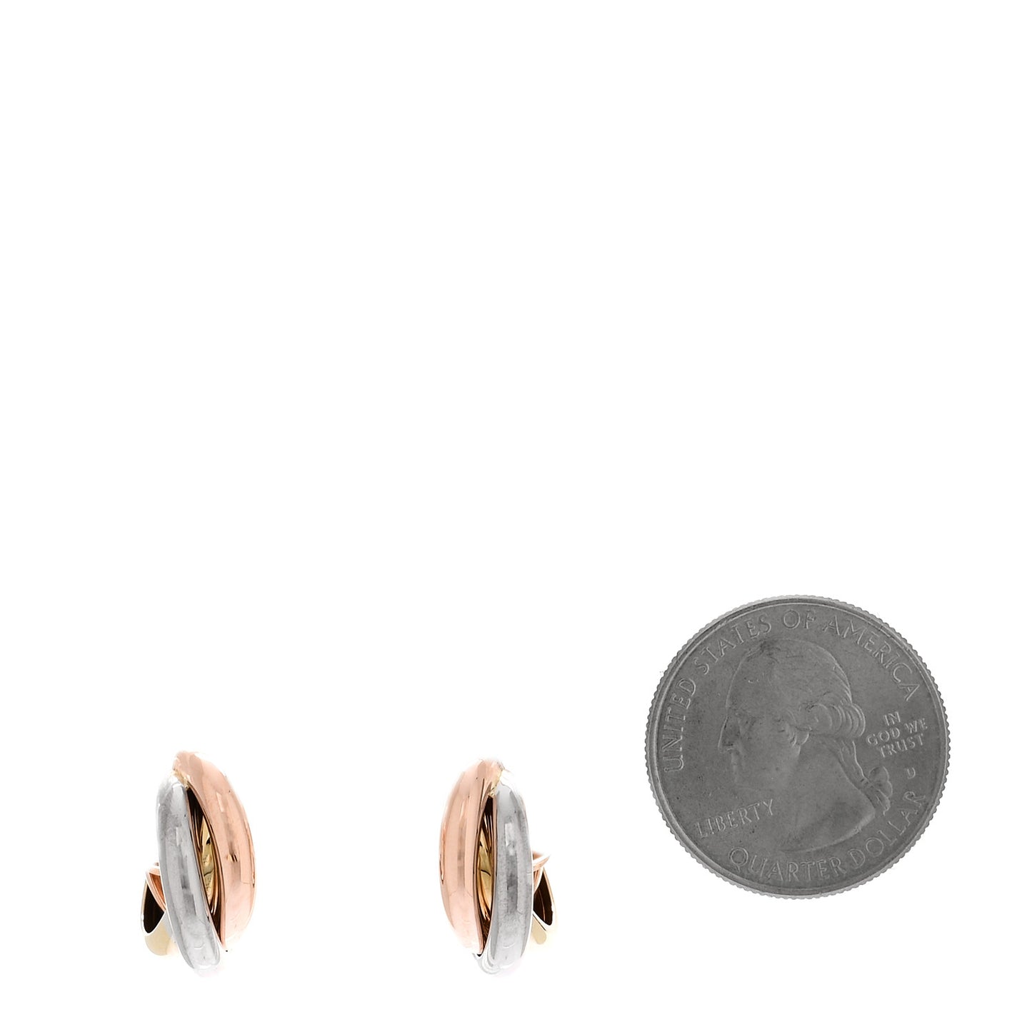 18K Pink Yellow White Gold Classic Trinity Hoop Earrings