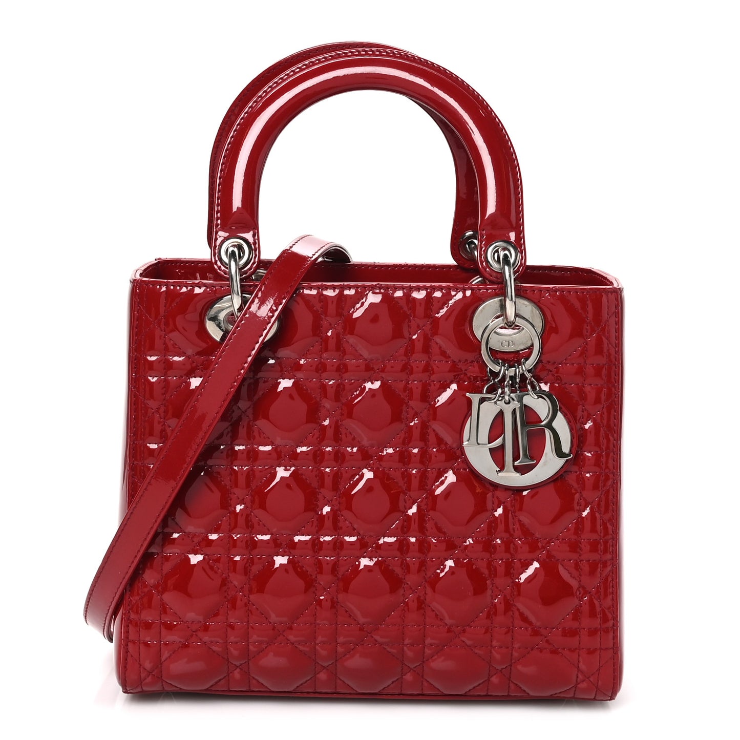 Patent Cannage Medium Lady Dior Burgundy Red