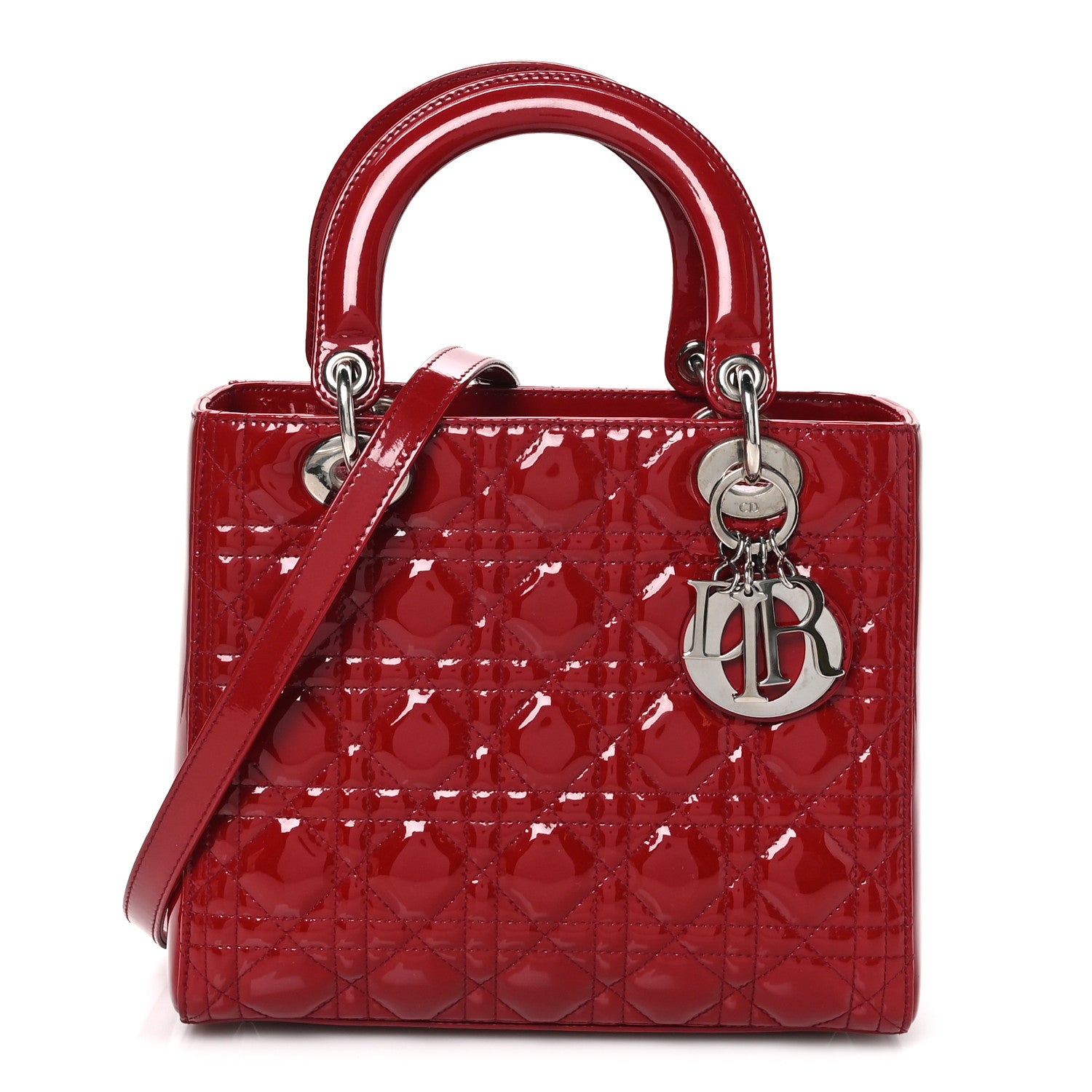 Christian Dior Patent Cannage Medium Lady Dior Burgundy Red 1 of 9