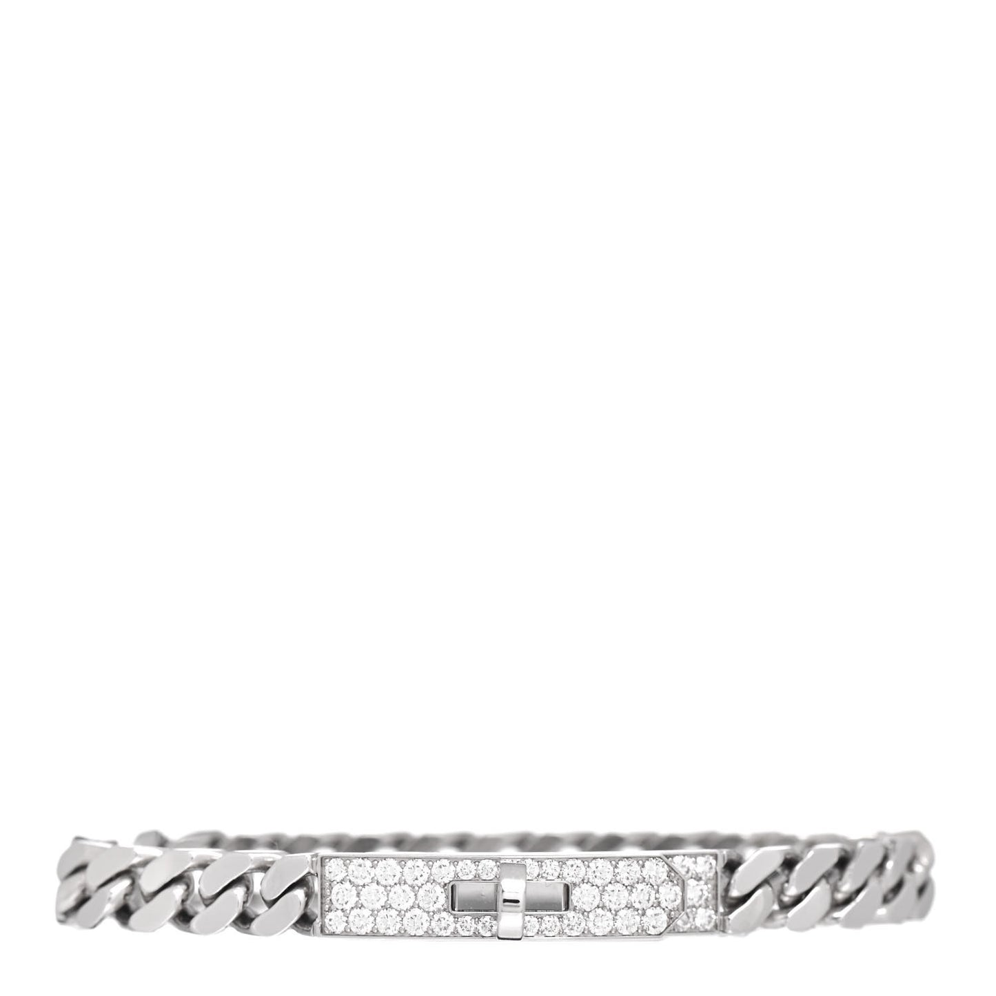 18K White Gold Diamond TPM Kelly Gourmette Bracelet XS