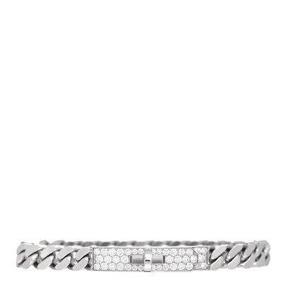 Hermes 18K White Gold Diamond TPM Kelly Gourmette Bracelet XS 1 of 4