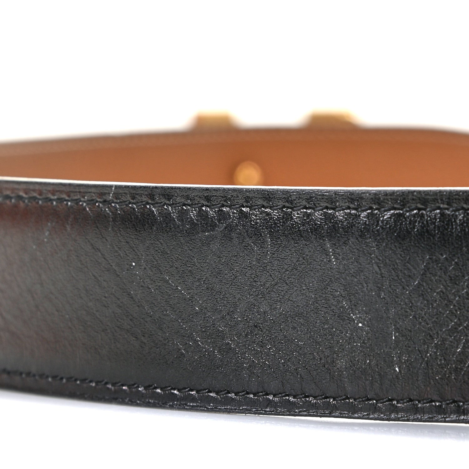 Hermes Box Togo 32mm H Belt 85 Black Gold 3 of 6