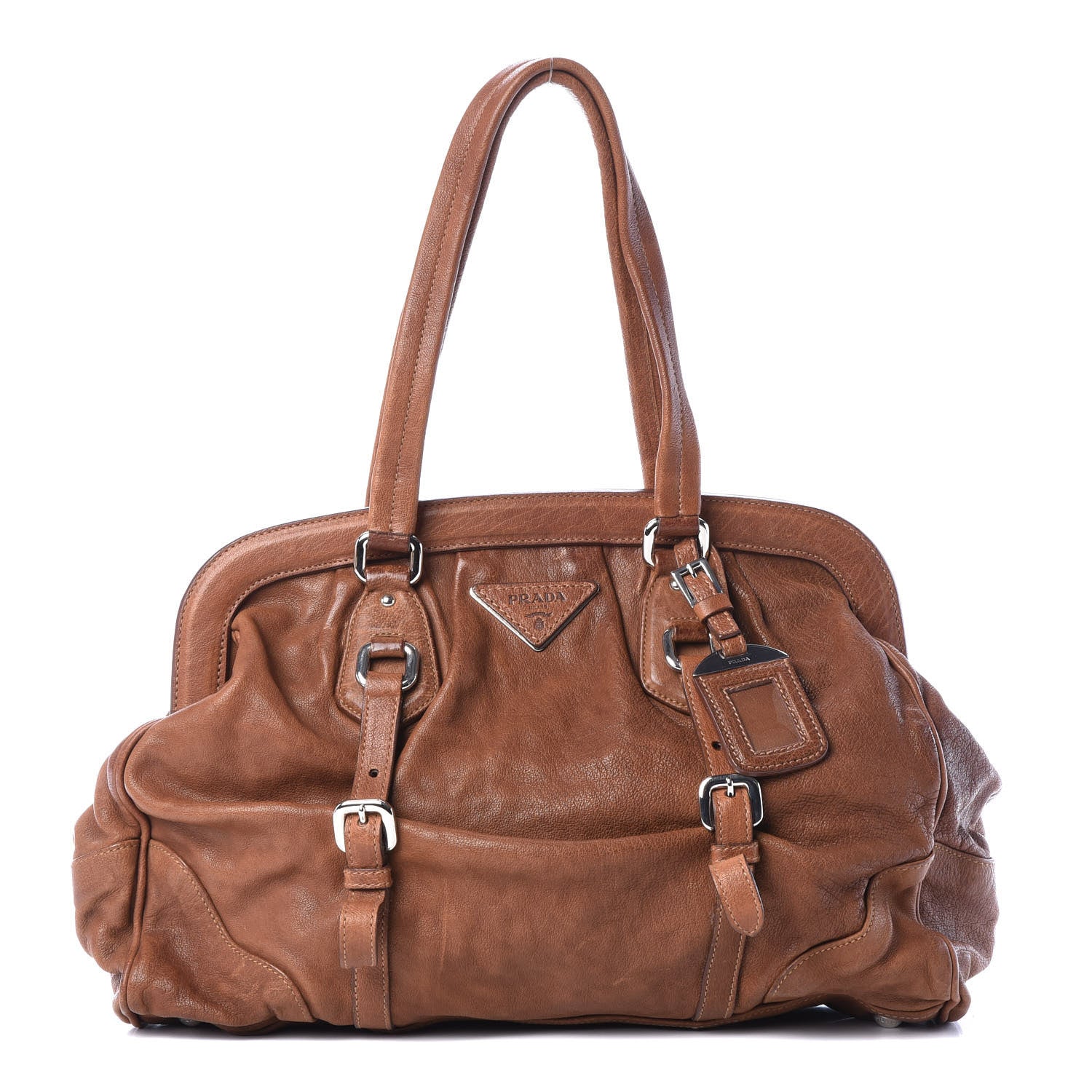 Prada Washed Buffalo Frame Bag Brandy 1 of 11