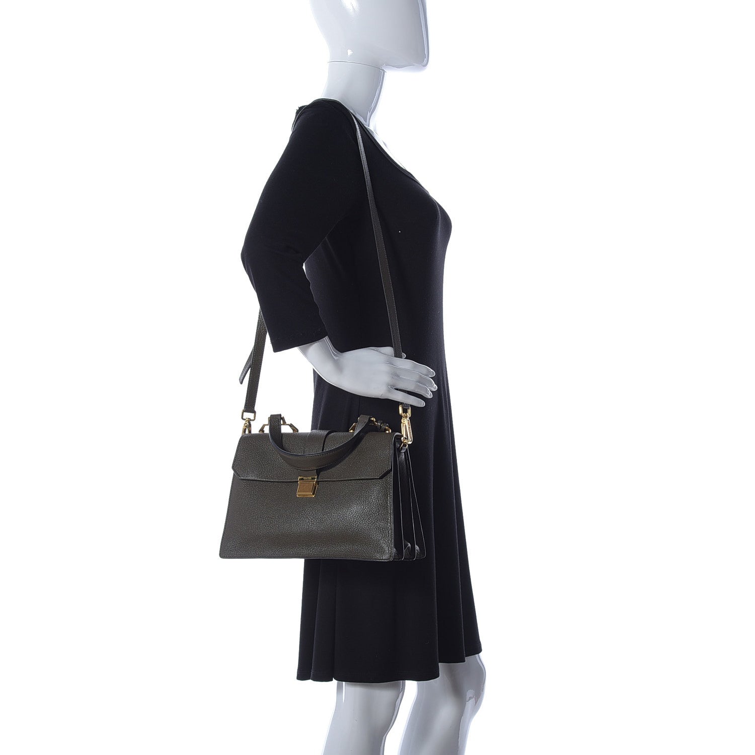 Miu Miu Goatskin Bandoliera Madras Shoulder Bag Dark Green 2 of 16