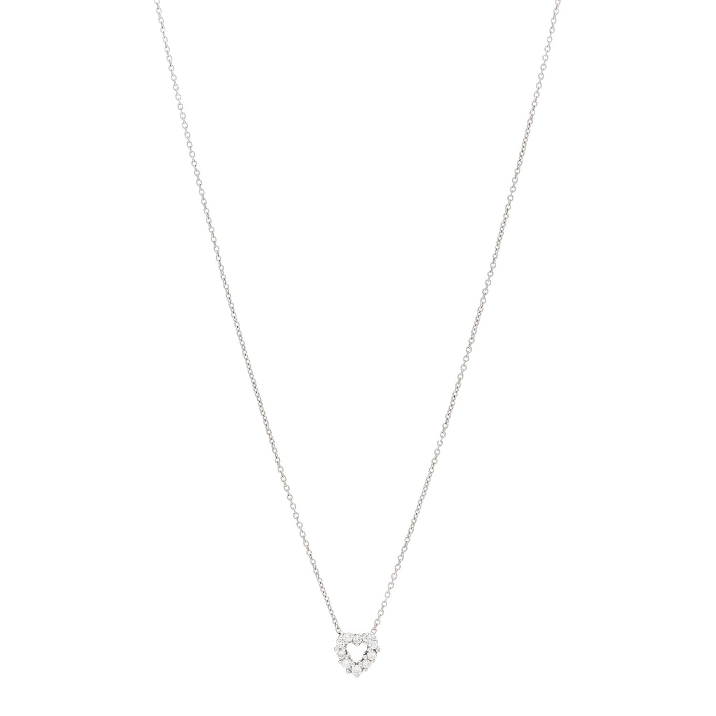 18K White Gold Diamond Tiny Treasures Heart Pendant Necklace
