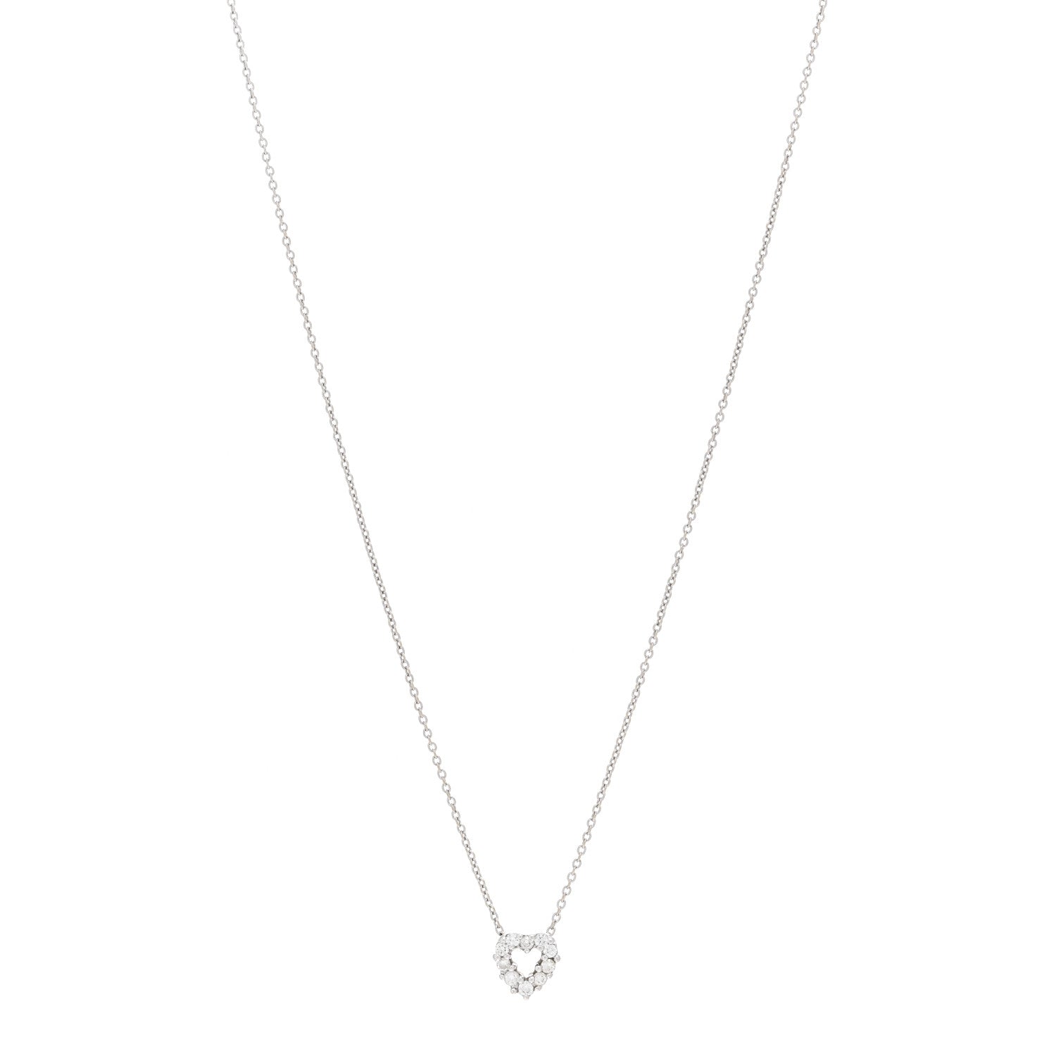 Roberto Coin 18K White Gold Diamond Tiny Treasures Heart Pendant Necklace 1 of 4