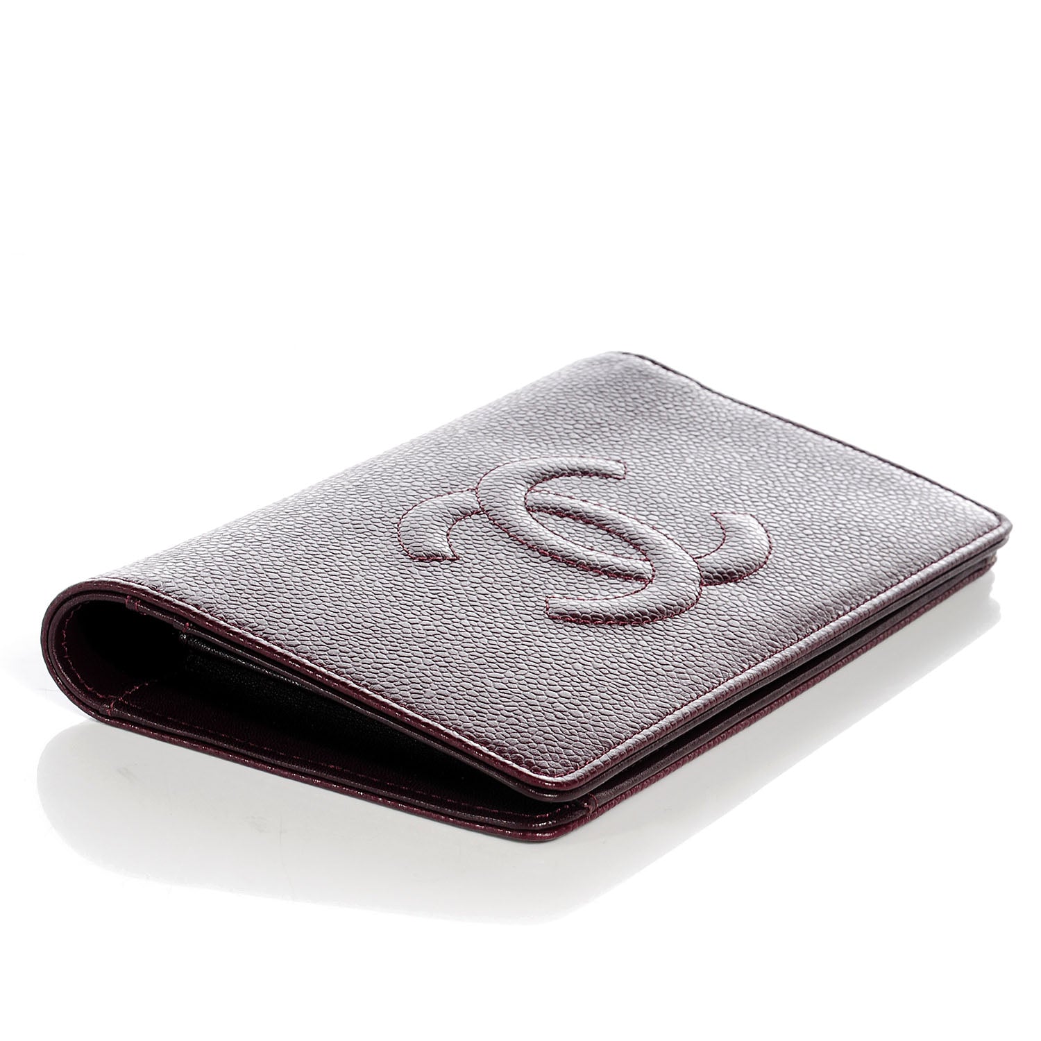 Chanel Caviar Yen CC Wallet Dark Red 4 of 9