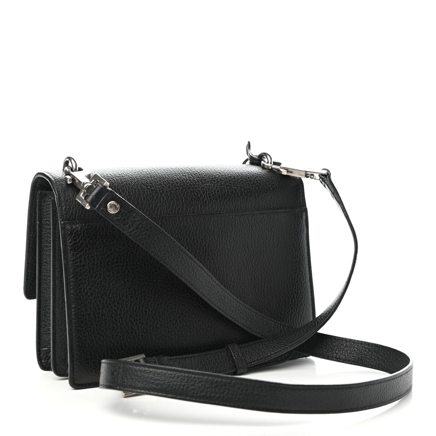 Grained Calfskin Medium Monogram Sunset Satchel Black