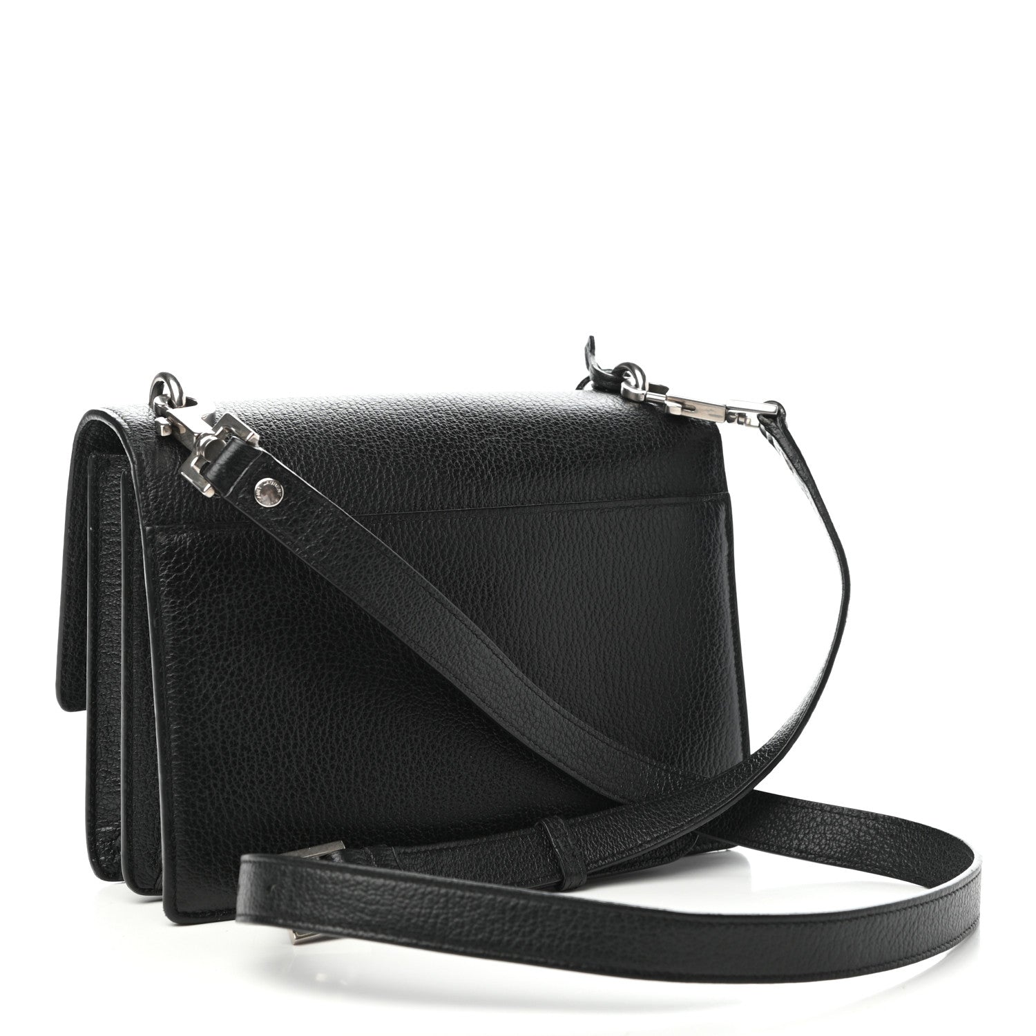 Saint Laurent Grained Calfskin Medium Monogram Sunset Satchel Black 3 of 10