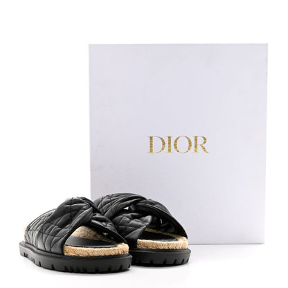 Christian Dior Calfskin Cannage Dtwist Espadrille Platform Sandals 37.5 Black 9 of 9