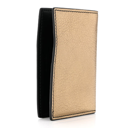 Alexander McQueen Metallic Calfskin Skull Bi Fold Card Holder Gold 3 of 7