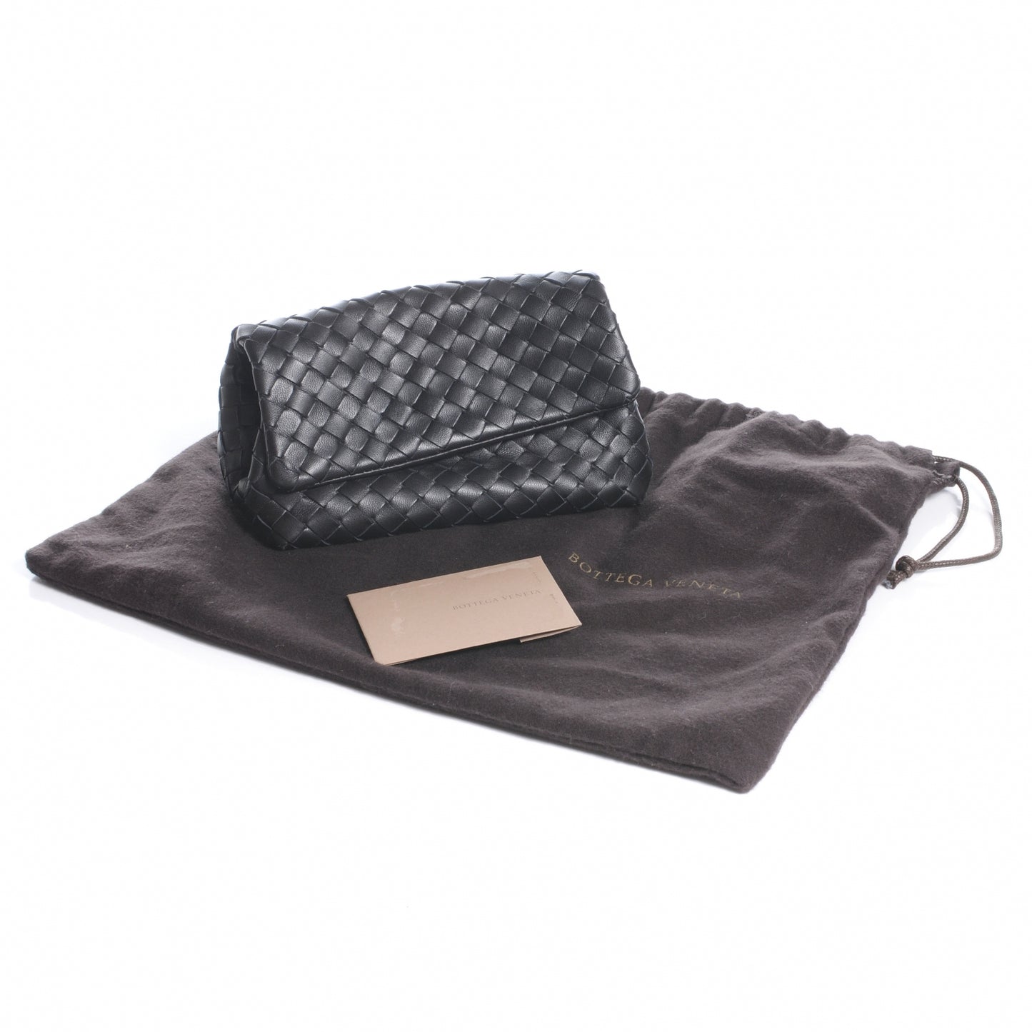 Woven Intrecciato Clutch Cosmetic Case Nero Black