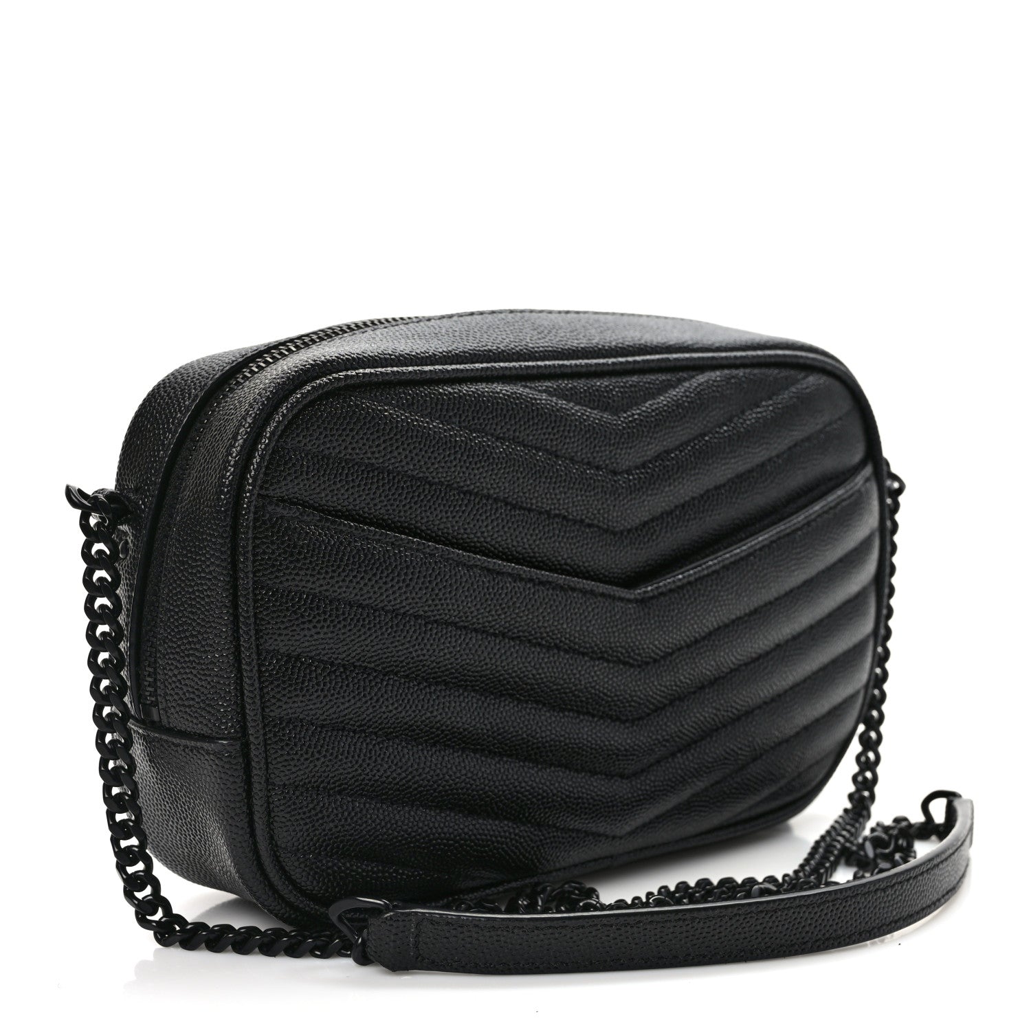 Saint Laurent Grain De Poudre Matelasse Monochrome Monogram Mini Lou Camera Bag Black 3 of 12