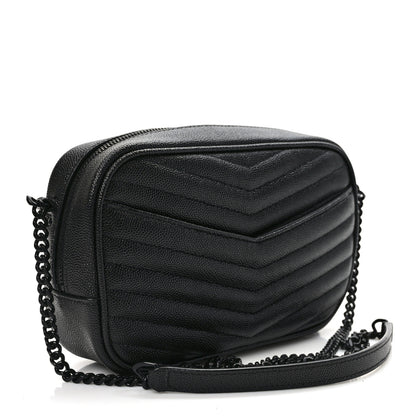 Saint Laurent Grain De Poudre Matelasse Monochrome Monogram Mini Lou Camera Bag Black 3 of 12