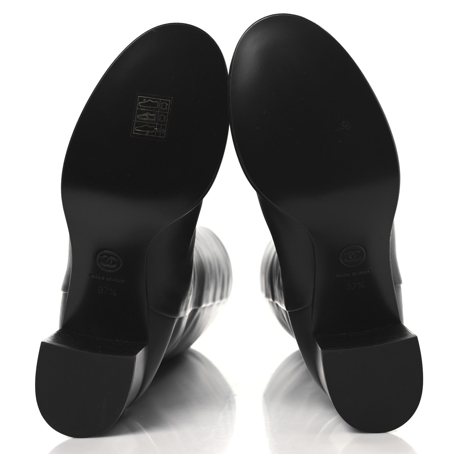 Chanel Calfskin CC High Boots 37.5 Black 5 of 8