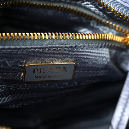 Prada Glossy Calfskin Triangle Mini Bonnie Shoulder Bag Aviation Blue 6 of 10