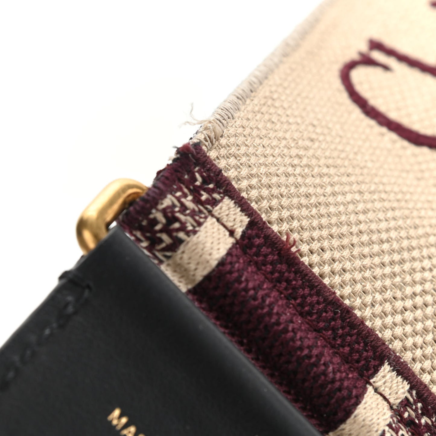 Canvas Embroidered Shoulder Strap Burgundy