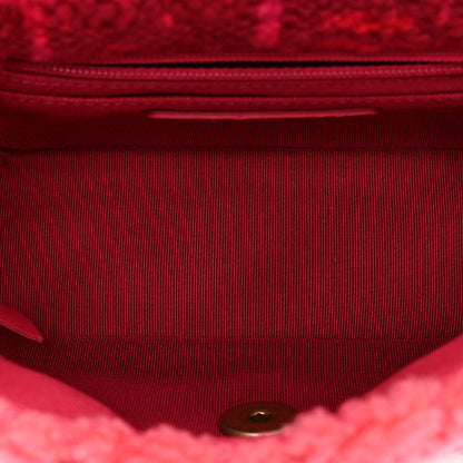 Chanel Shearling Tweed Quilted Mini Square Flap Bag Pink 5 of 10