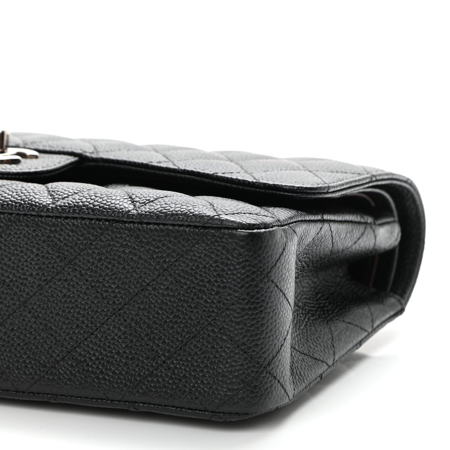 Caviar Quilted Medium Double Flap Black