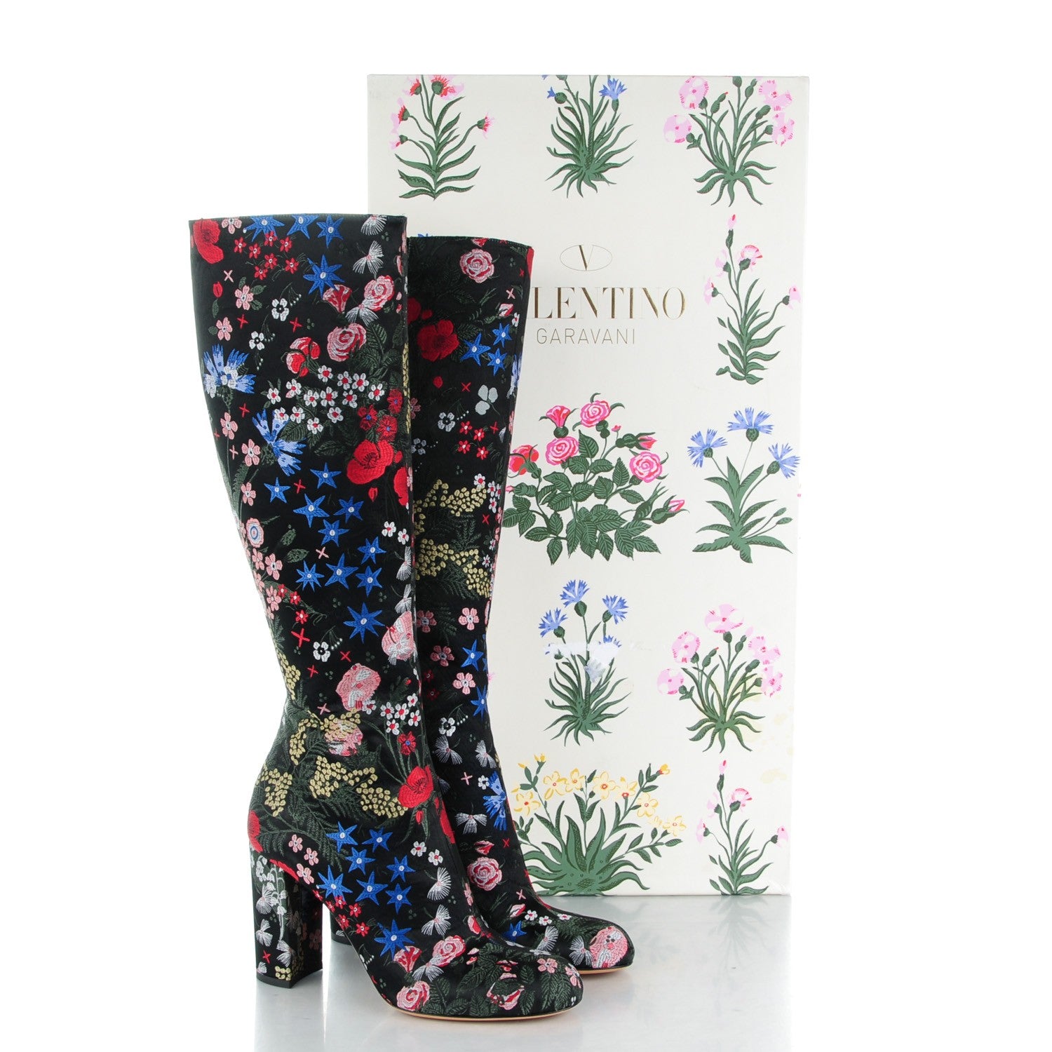 Valentino Garavani Brocade Camugarden Embroidered Knee Boots Nero Black 38 10 of 10
